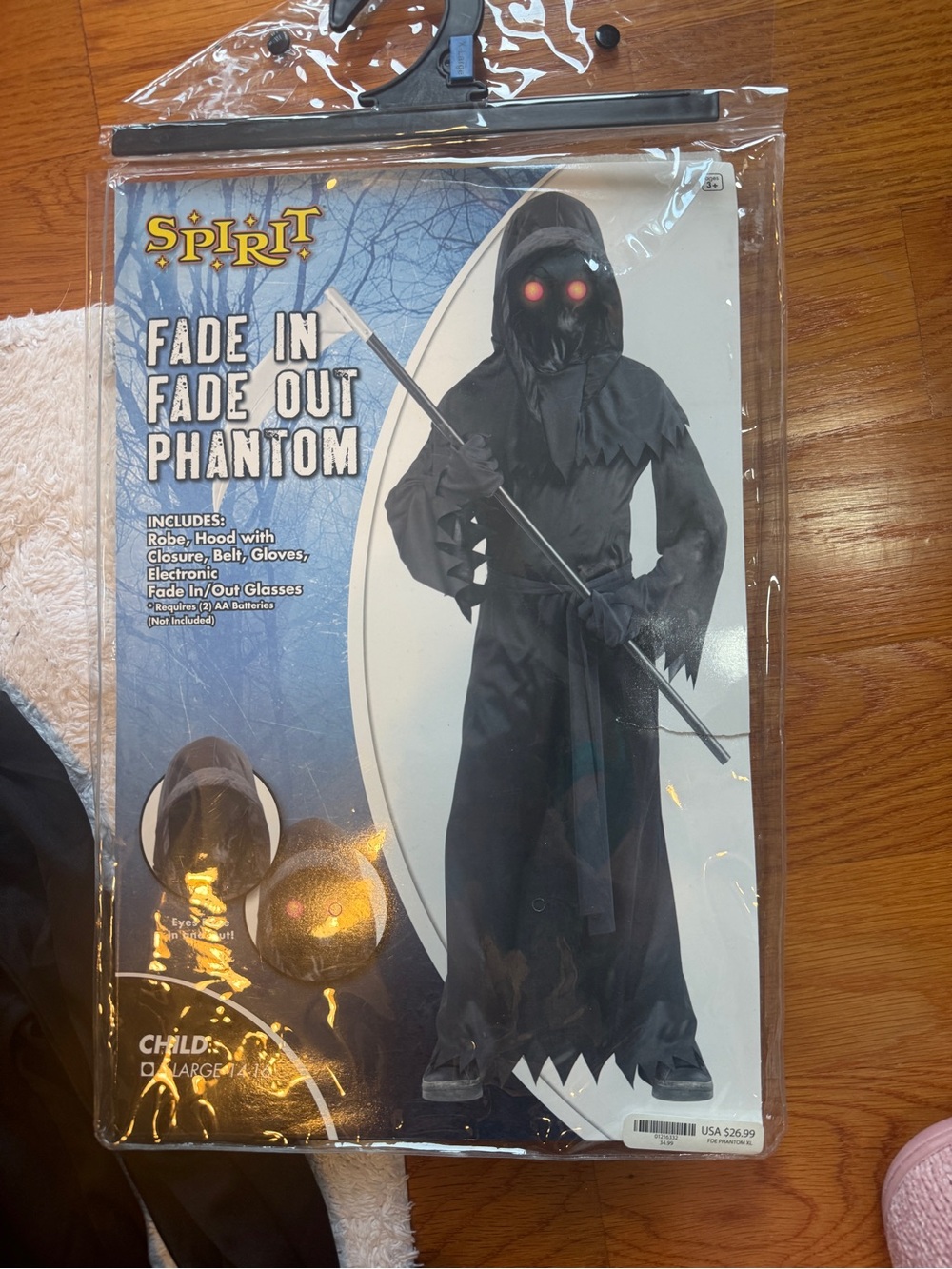 Spirit Fade In Fade Out Phantom Kids Costume - Black with Red Eyes